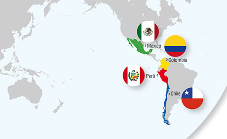Estos son los países que conforman la Alianza del Pacífico. Foto tomada de: http://panamericanworld.com