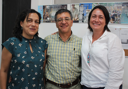Sandra Muriel, León Darío Vélez y Clara Isabel Correa, investigadores.