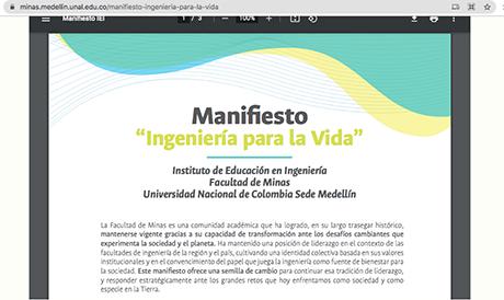 El Manifiesto Ingeniería para la Vida se puede descargar en versión PDF. Foto: reproducción.
