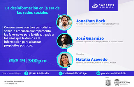 En la próxima sesión de Saberes con Sabor se abordará el tema "La desinformación en la era de las redes sociales".