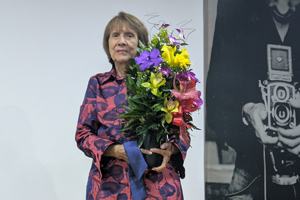 Profesora Gloria Mercedes Arango, Esposa de "Toño", quien mantuvo vivo su legado a través de la Cátedra y la Fundación Luis Antonio Restrepo Arango. Foto Unimedios Medellín.