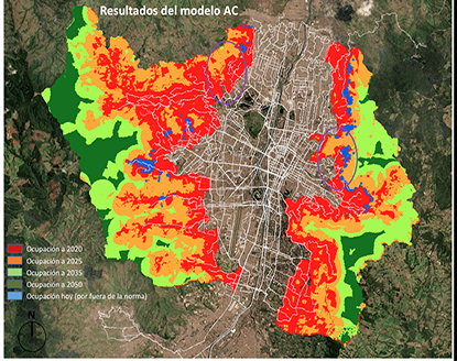 Modelo matemático con autómatas celulares que visualizan a Medellín en el 2050.