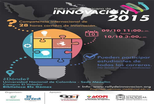 El 9 y 10 de octubre estudiantes de diferentes países de América Latina participarán el Rally Latinoamericano de Innovación 2015.