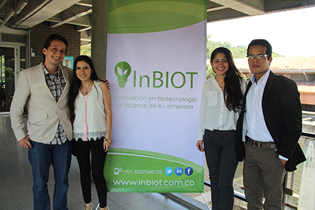 Jorge Mario Muñoz Pérez, Natalia Ruiz Molina, Luisa Fernanda Granger y Carlos Julio Nova;  fundadores de InBiot.