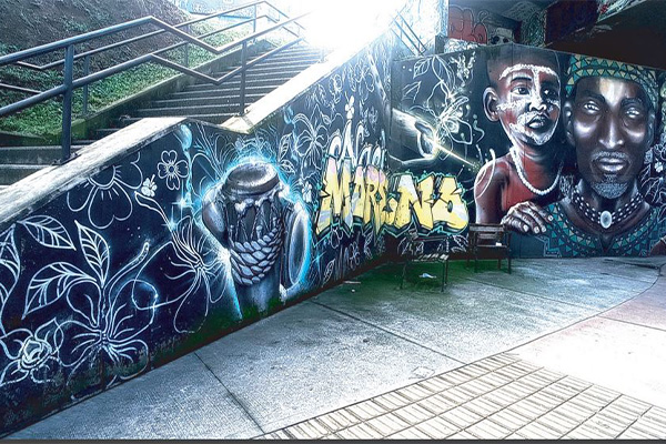 La participante Daniela Gil Agudelo compiló imágenes de grafitis de la ciudad alusivos a la interculturalidad. Foto: cortesía Red Cultural UNAL
