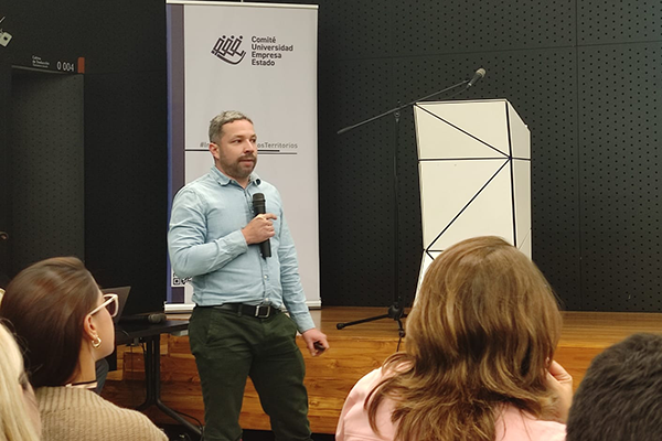 Proyecto "Desarrollo de componentes y estructuras bioinspiradas a través de tecnologías de manufactura aditiva para el sector constructor nacional. "El reto del sector es el comportamiento estructural de componentes impresos". Santiago Gil Durán, ITM. Foto Unimedios Medellín.