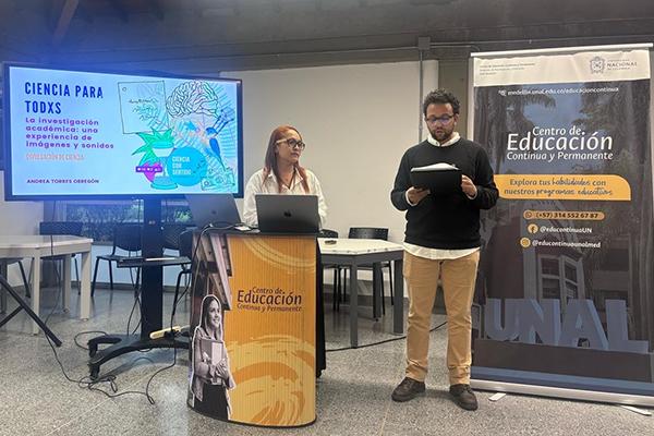 El encuentro, liderado por el coordinador del CECP, Andrés Camilo De La Ossa, también ofreció la conferencia "Ciencia para todxs", a cargo de Andrea Torres, divulgadora científica. Foto Unimedios Medellín.