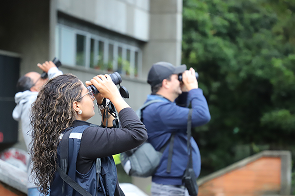 La agenda inició con un avistamiento de aves en el Campus El Volador de la UNAL Medellín. Foto Unimedios
